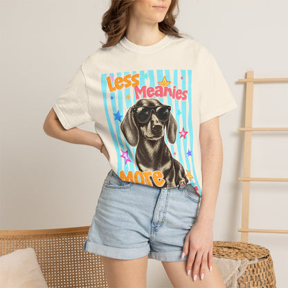 "Less Meanies, More Weenies" Cute Retro Dog T-Shirt