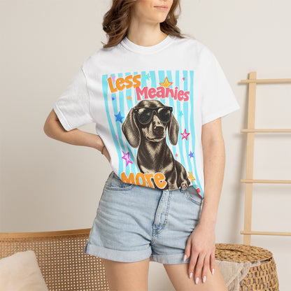 "Less Meanies, More Weenies" Cute Retro Dog T-Shirt