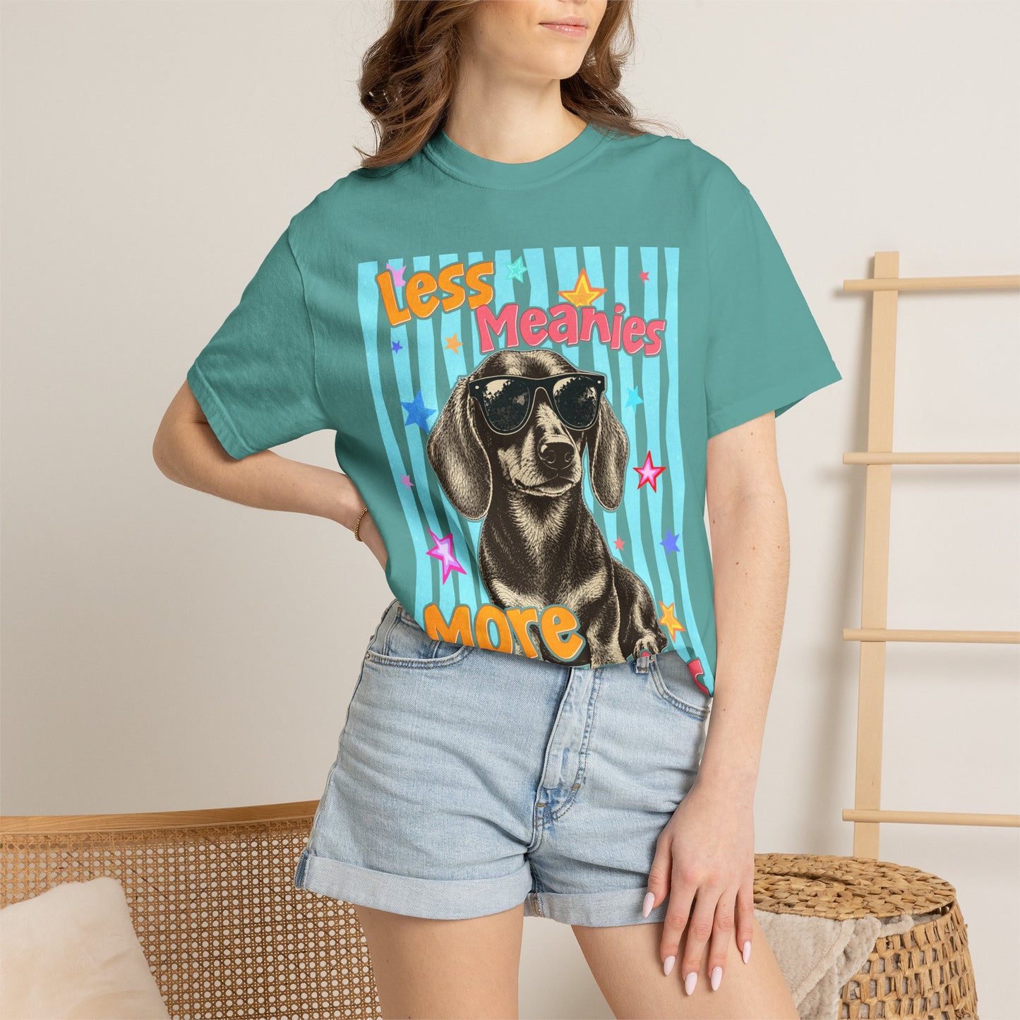 "Less Meanies, More Weenies" Cute Retro Dog T-Shirt