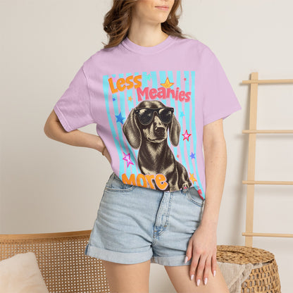 "Less Meanies, More Weenies" Cute Retro Dog T-Shirt