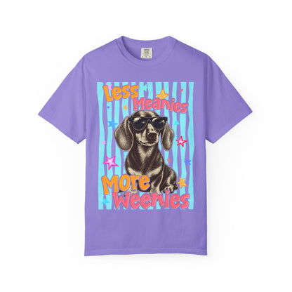 "Less Meanies, More Weenies" Cute Retro Dog T-Shirt