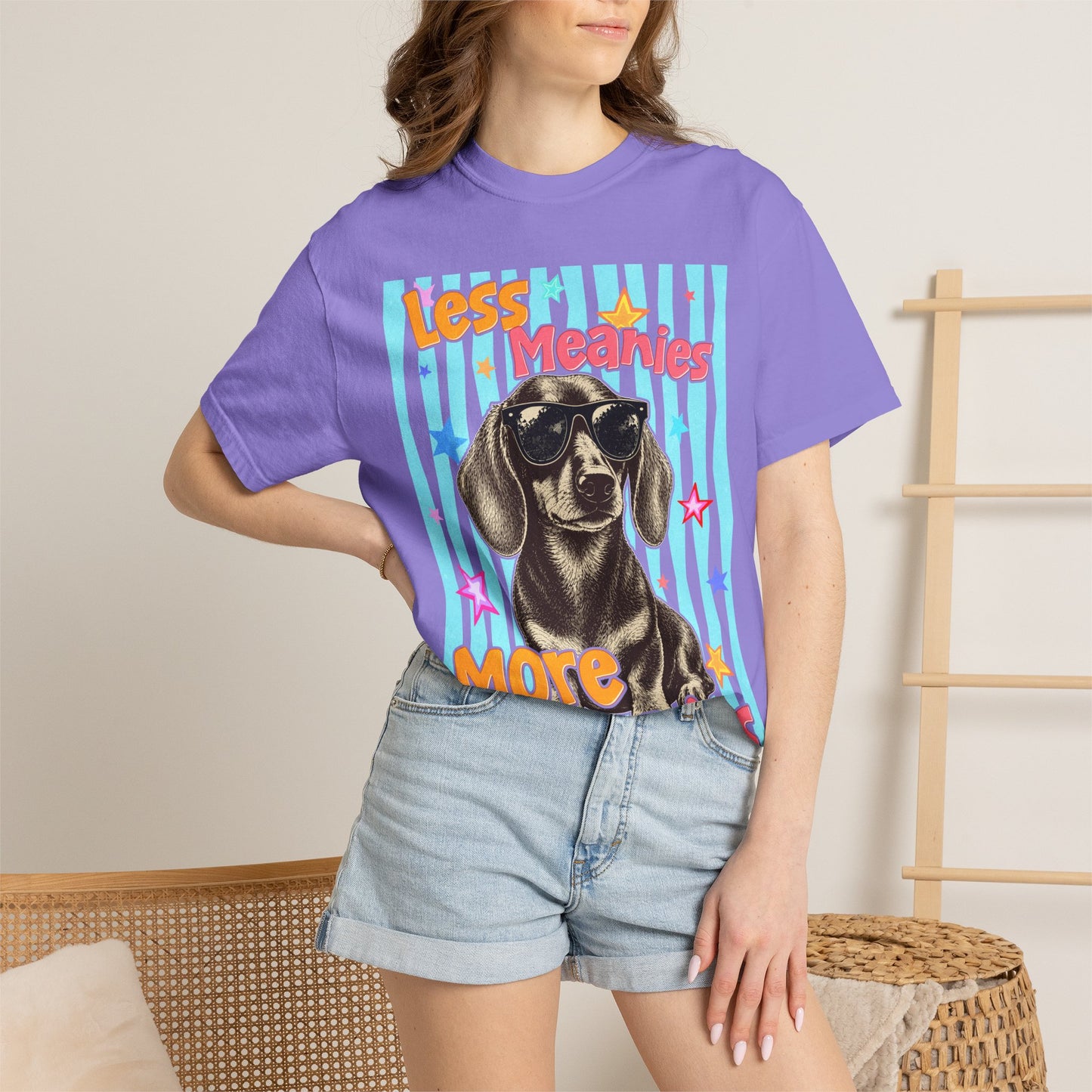"Less Meanies, More Weenies" Cute Retro Dog T-Shirt