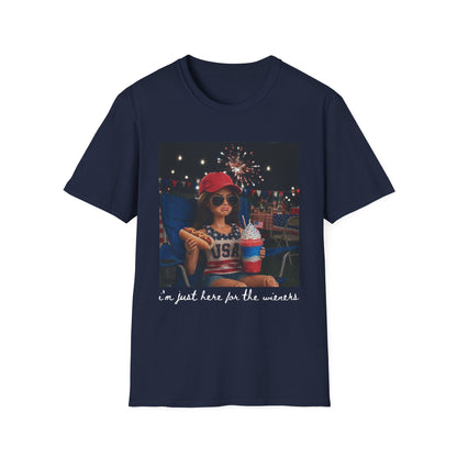 Fourth of July Vibes T-Shirt — "I'm Just Here for the Wieners"