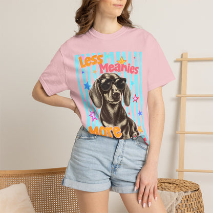 "Less Meanies, More Weenies" Cute Retro Dog T-Shirt