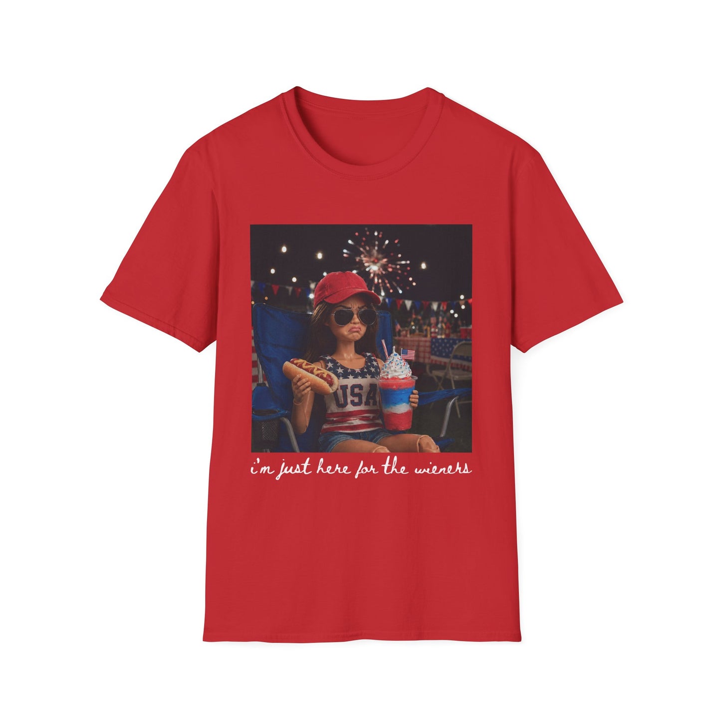 Fourth of July Vibes T-Shirt — "I'm Just Here for the Wieners"